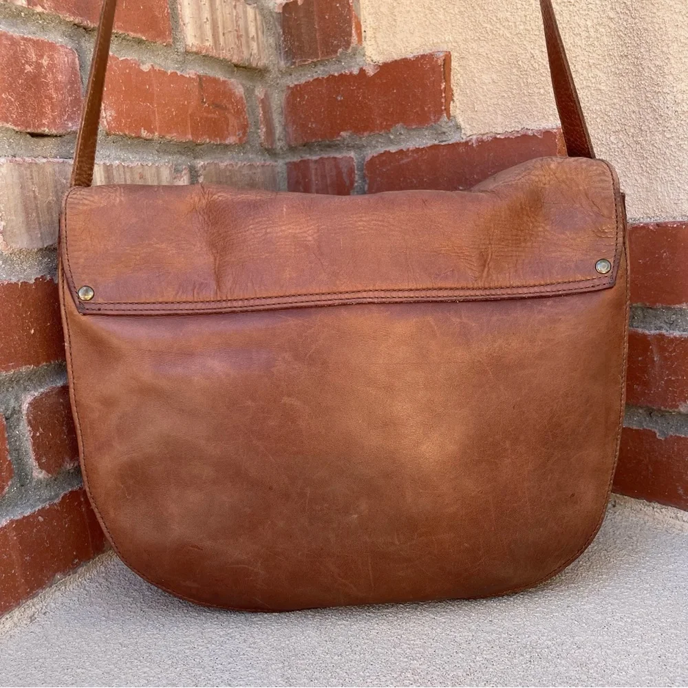 J.Crew • RARE VTG • Genuine Leather Postal Satchel Crossbody Bag & Wool Scarf